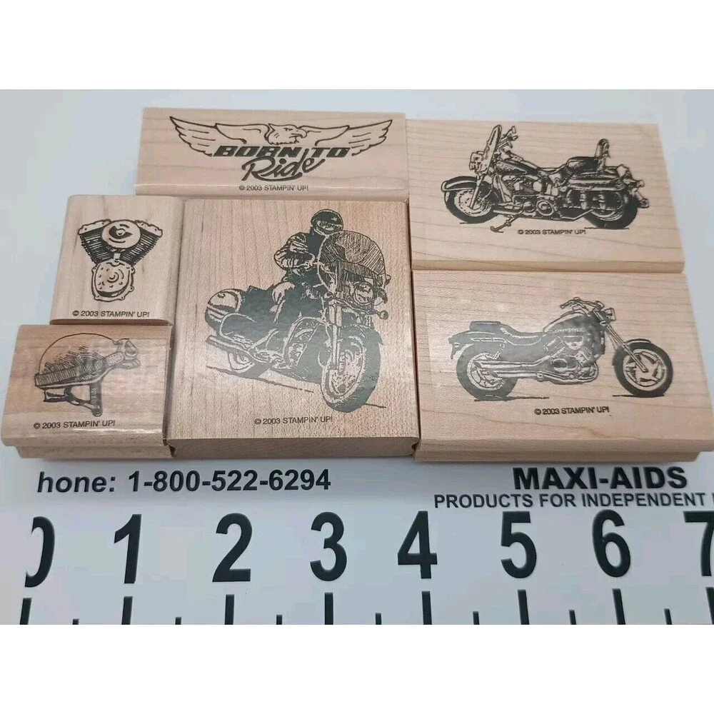 Stampin Up BORN TO RIDE Motorcycle Biker Bike Fathers Day Dad Rubber Stamps Set
